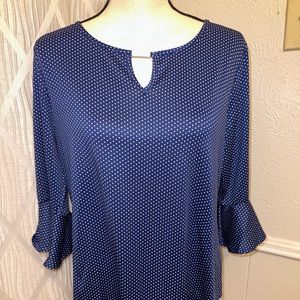 Womens Size Medium NOTATIONS Brand Polka Dots Top Shirt Blouse